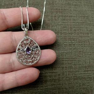 Sterling Silver Filigree Amethyst Necklace